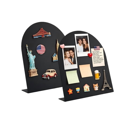 2 Pack Magnetic Display Board 12.6x11 Inch Metal Board with Stand, Black Scratch-Resistant Matte Surface for Home Kitchen Office Organization & Creative Display