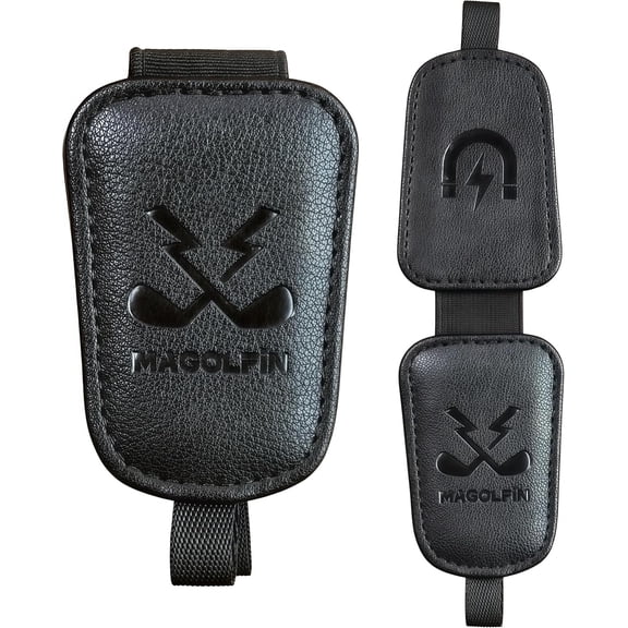 2-Pack Magnetic Golf Cart Glassess Holder, Strong Magnet, Leather Clip-on for Carts, Bags, and Towels, Golf Accessories