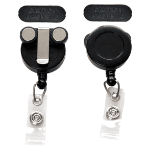2 Pack - Magnetic Name Badge Holder Retractable Badge Reel with Magnet Back - Retracting Magnetic Badge Lanyard ID Holder for Magnetic ID Badge Holder for Shirt or Suit Lapel Work Badges (Black)