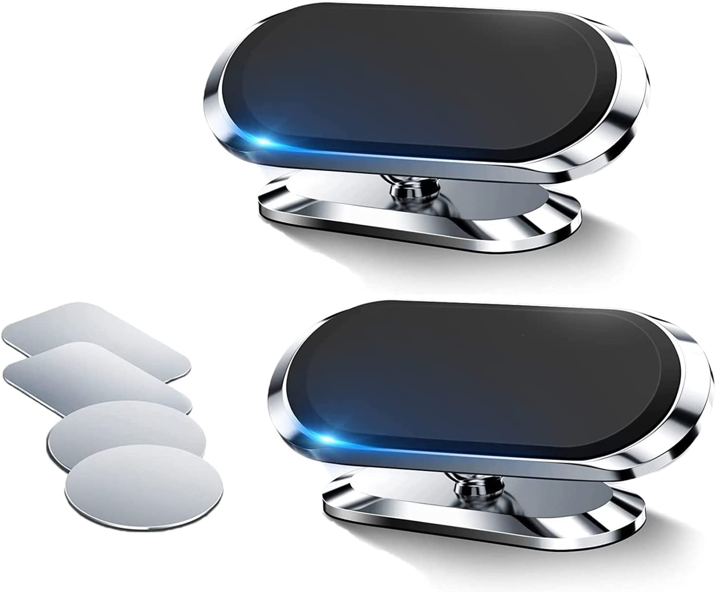 2 Pack Magnetic Phone Holder for Car, Super Strong Magnet with 4 Metal Plate Magnetic Car Mount for Cell Phone, 360 Rotation Universal Dashboard Adhesive Car Magnetic Phone Mount