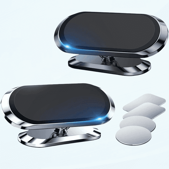 2 Pack Magnetic Phone Holder for Car, Strong Magnet with 4 Metal Plates, 360 Rotation, Universal Dashboard Adhesive Mount
