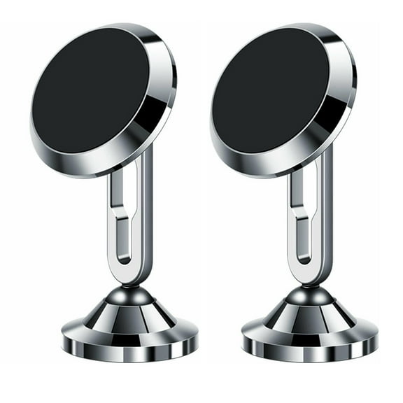 2 Pack Magnetic Phone Holders for Your Car, Magnetic Car Phone Holder, iPhone Magnetic Car Mount for Cell Phone, 360 Rotation Universal Dash Car Phone Holder Mount, Silver