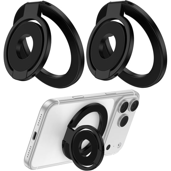 2-Pack Magnetic Phone Ring Holder for MagSafe, Dual-Sided Grip Kickstand, Gym & Car Mount Compatible for iPhone 15 14 13 12 Pro Max, Samsung