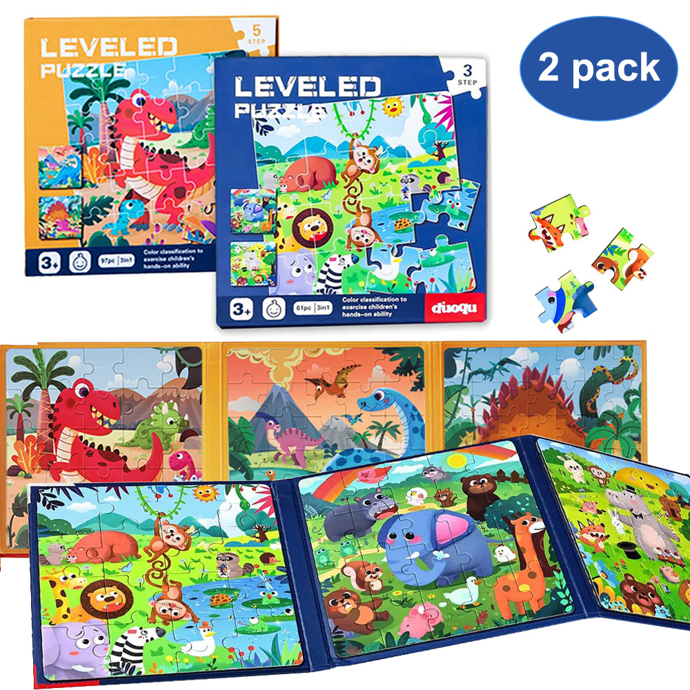 Wooden Jigsaws Puzzles Set For Kids Age 35 Year Old 30 Piece Animals Colorful Wooden Puzzles