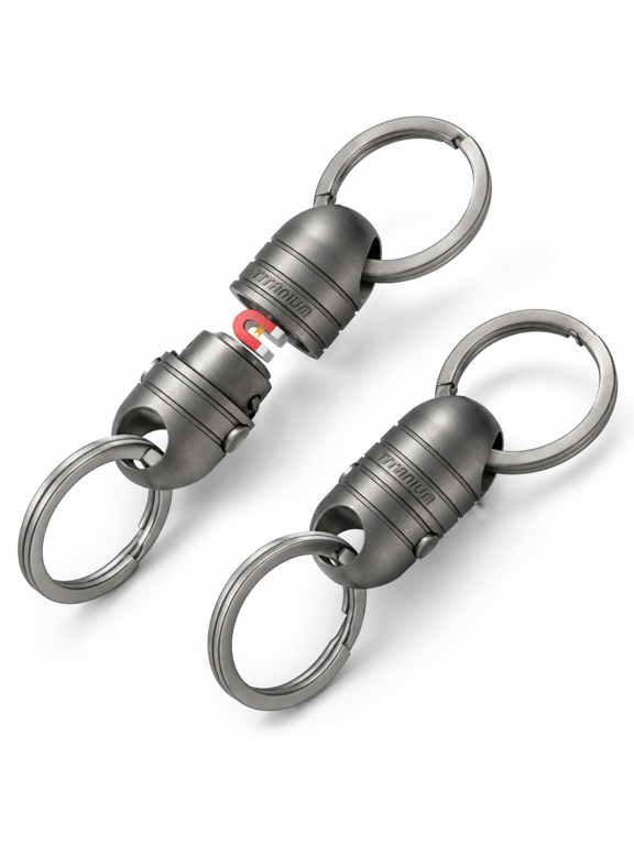 2-Pack Magnetic Quick Release Keychain, Titanium Alloy Detachable Key Holder for Keys and EDC Tools