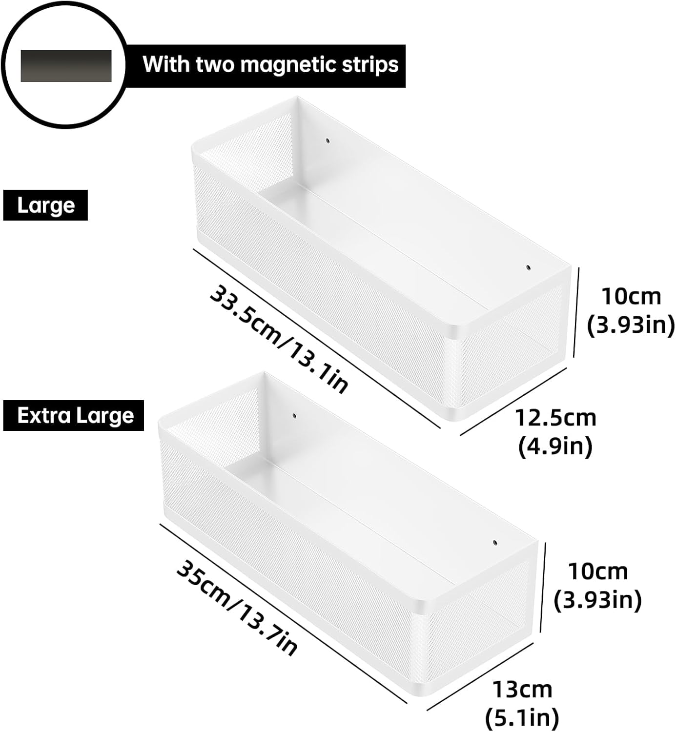 2 Pack Magnetic Shelves for Washing Machine, White Metal Storage Baskets Organizer