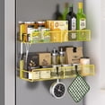 2 Pack Magnetic Spice Rack, 100% Metal Strong Magnet Shelf with Hooks ...