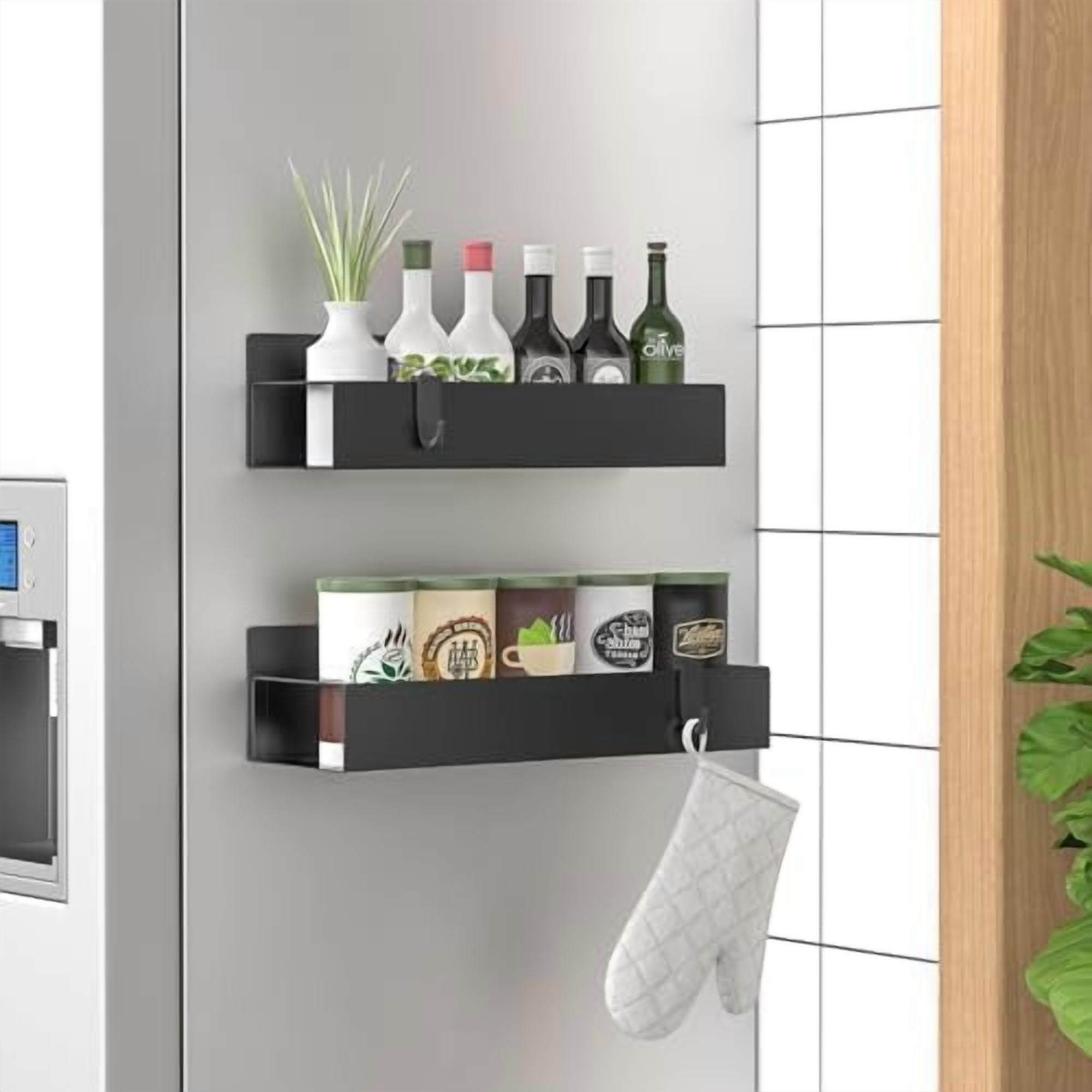 2 Pack Magnetic Spice Storage Rack Organizer for Refrigerator and Oven ...