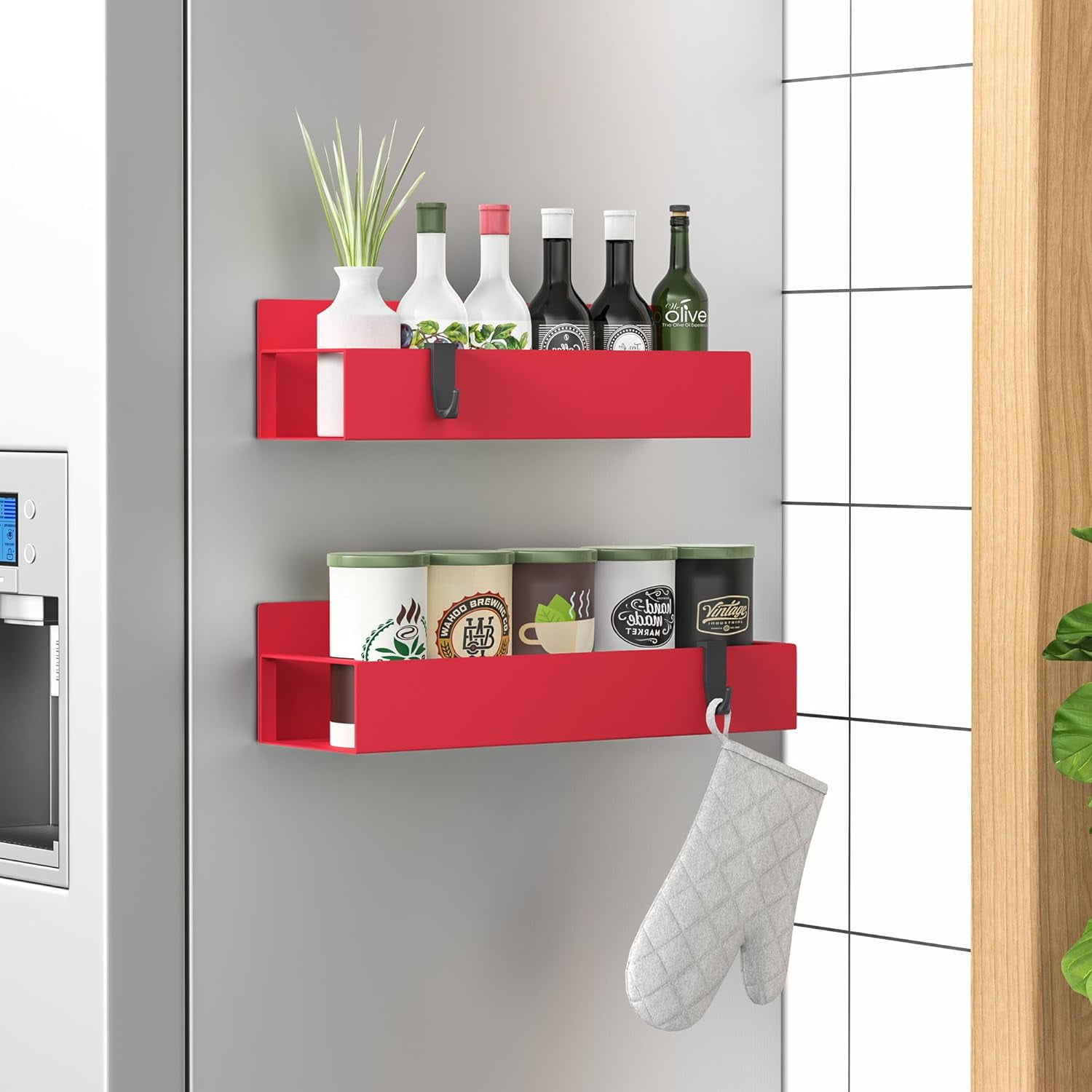 2 Pack Magnetic Spice Storage Rack Organizer for Refrigerator and Oven ...