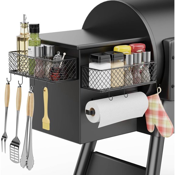 2 Pack Magnetic Storage Bin for Smoker Grill Caddy, Basket with Paper Towel Holder Some Models of /Pit /Z Accessories, Griddle Caddy Outdoor