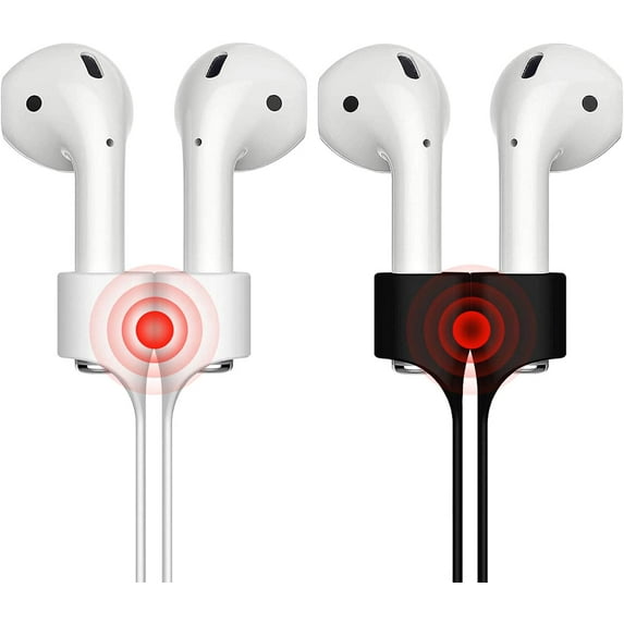 [2 Pack] Magnetic Strap for Airpods Silicone Anti-Lost Strap with Strong Magnetic Adsorption Connector Sports Neck Around Cord Strap for Airpods 2/1 (Black+White)