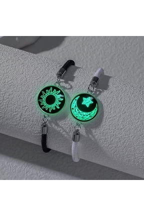 2-Pack Magnetic Sun & Moon Bracelets  Luminous Couples Jewelry for Long-Distance Love, Matching His Hers Bracelets, Romantic Gift for Anniversary Valentine Day