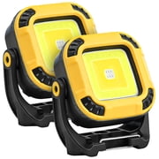 2 Pack Magnetic Work Light Rechargeable, 1100LM LED Portable Light with Strong Magnet & Hook, IP65 Waterproof, 2.8oz for Car Repair, Job Site, Emergency Yellow