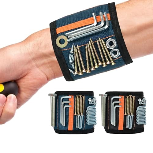 2 Pack Magnetic Wristband for Tools Lightweight Tool Belt & Portable Magnet Wristband for Holding Screws,Nails,Drilling Bits Best Tool Gifts for Dad,Husband,Grandpa,& Handyman