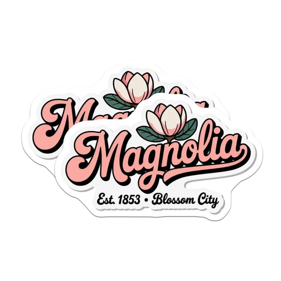 (2 Pack) Magnolia Flower Magnets - Blossom City - Pink Floral Fridge Magnets - 5" On Longest Side - Premium Magnet - for Cars, Refrigerators, Toolboxes, Lockers - Made in USA - MAG18865