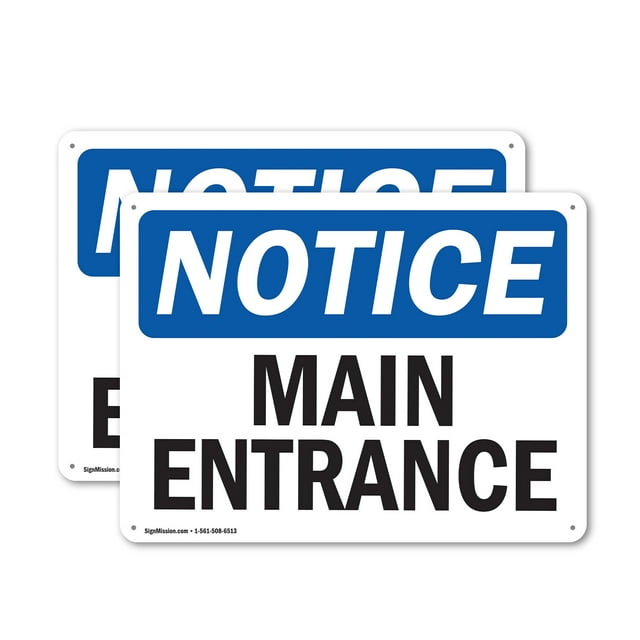 (2 Pack) Main Entrance OSHA Notice Sign 10 Inch X 7 Inch Plastic Sign ...