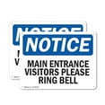 thumbnail image 1 of (2 Pack) Main Entrance Visitors Please Ring Bell OSHA Notice Sign 14 Inch X 10 Inch Indoor / Outdoor Rust-Free Aluminum Metal Signs for Workplace, Workshop, and Construction Site, Made, 1 of 8