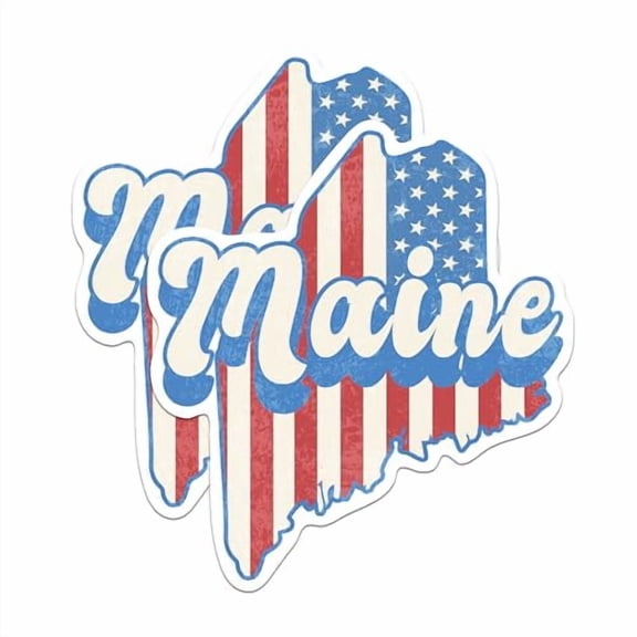 (2 Pack) Maine State Outline Magnets - ME State Shape with USA Flag - 5" On Longest Side - Premium Magnet - Choose Your State - for Cars, Skateboards, Laptops - Made in USA - MAG1145
