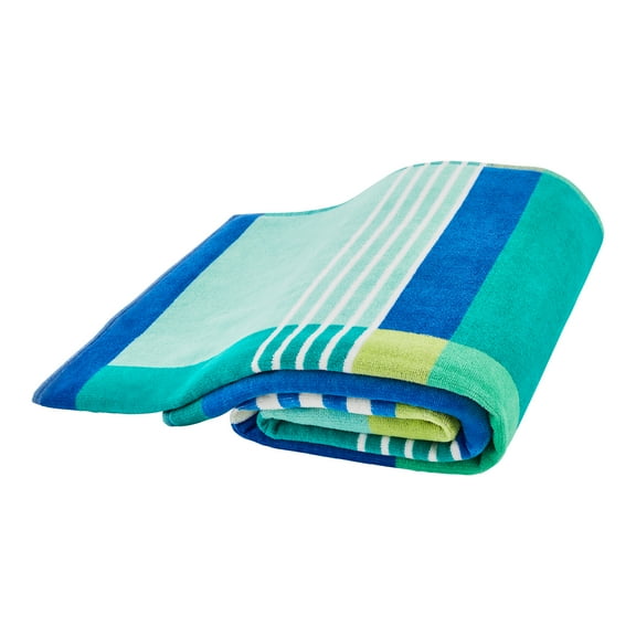 2-Pack Mainstays Everyday Cool Multi-Color Broken-Stripe Yarn-Dyed Cotton-Blend Beach Towel