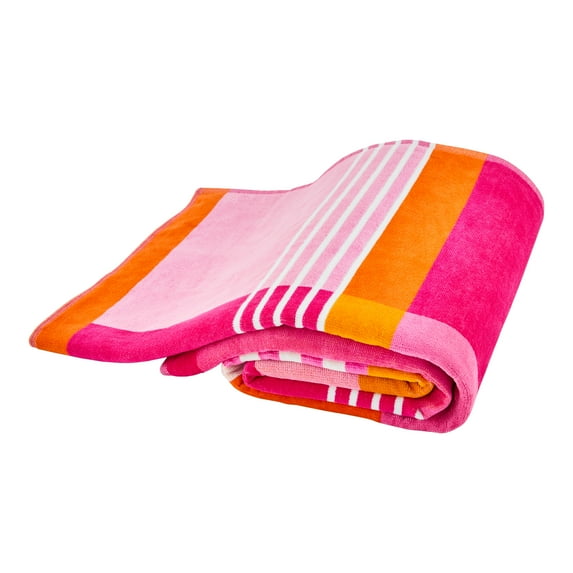 2-Pack Mainstays Everyday Warm Multi-Color Broken-Stripe Yarn-Dyed Cotton-Blend Beach Towel