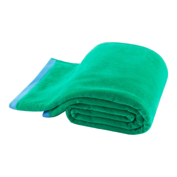 2-Pack Mainstays Oversized Reversible Solid Green & Blue Yarn-Dyed Cotton-Blend Beach Towel