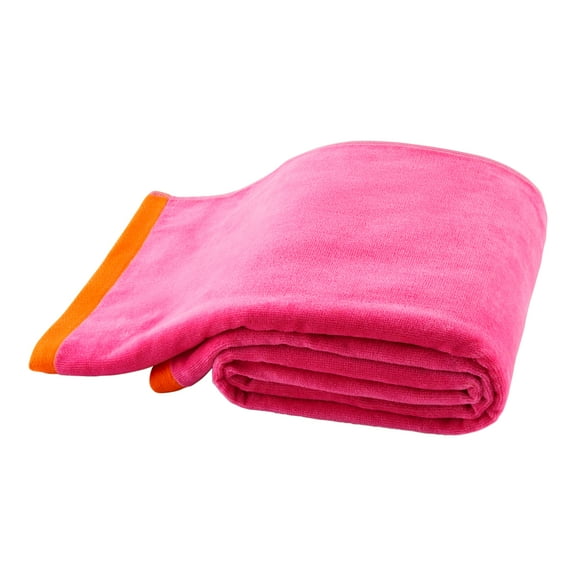 2-Pack Mainstays Oversized Reversible Solid Pink & Orange Yarn-Dyed Cotton-Blend Beach Towel