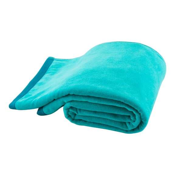 2-Pack Mainstays Oversized Reversible Solid Teal Yarn-Dyed Cotton-Blend Beach Towel