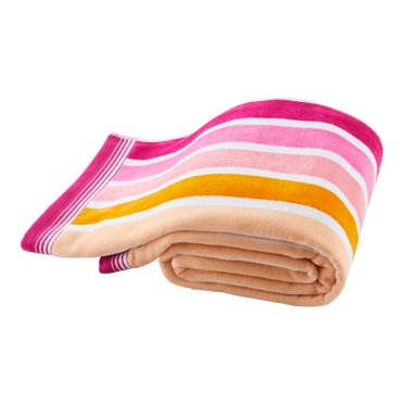 2-Pack Mainstays Oversized Warm Multicolor Retro-Stripe Yarn-Dyed Cotton-Blend Beach Towel