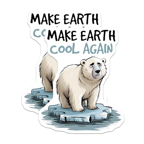 (2 Pack) Make Earth Cool Again Magnets Magnets - Polar Bear - Environment Conservation - 5" On Longest Side - Made in USA - Sticks to Refrigerators & Metal Surfaces - MAG8450