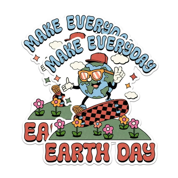 (2 Pack) Make Everyday Earth Day Magnets - Cartoon Earth Magnets - Eco-Friendly Message Magnets- 5" On Longest Side - for Fridges, Toolboxes, Cars - Made in USA - MAG2900