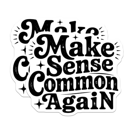 (2 Pack) Make Sense Common Again Magnets - Political Slogan Decor - Thought Provoking Statement - 5 Inches On Longest Side - Thick Durable Magnet - Made in USA - MAG20571
