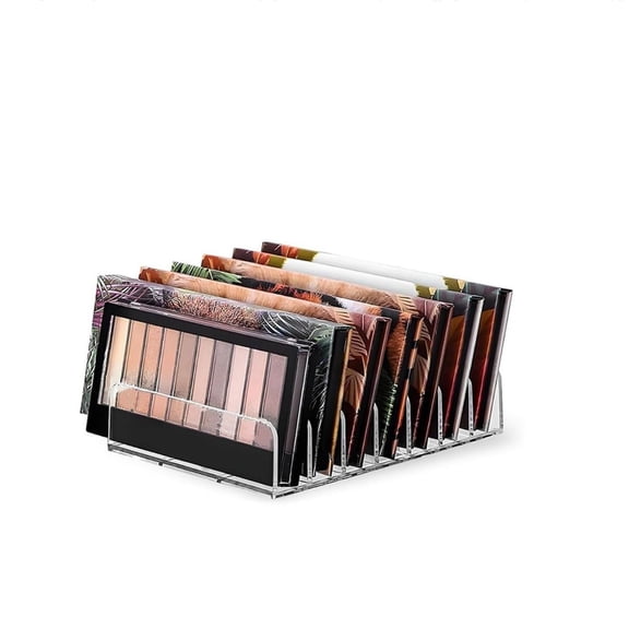 2 Pack Makeup Palette Organizer: 7-Section Clear Acrylic Eyeshadow Palette Holder for Vanity Drawer Countertop