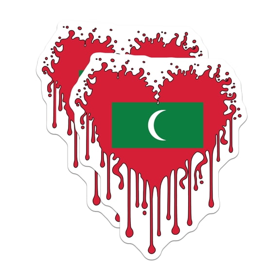 (2 Pack) Maldives Flag Magnets - Splatter Heart - Country Pride Decoration - 5" On Longest Side - Premium Magnet - for Cars, Refrigerators, Toolboxes, Lockers - Made in USA - MAG18821