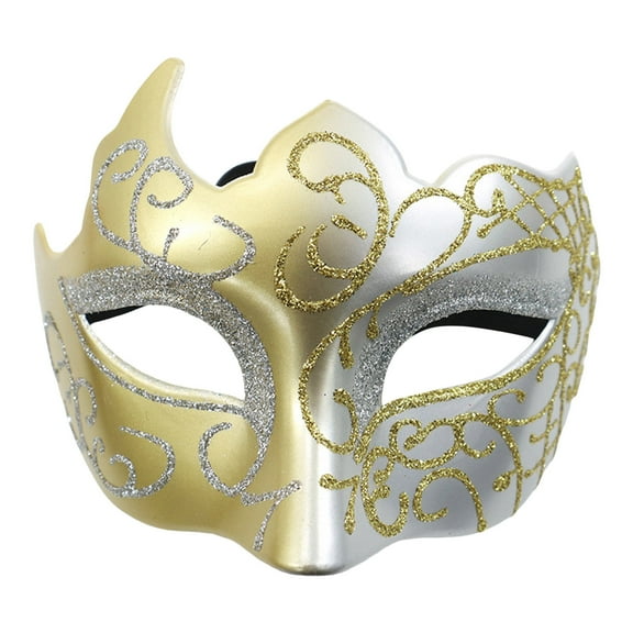 2 Pack Male And Female Makeup Party Favors Dance Face Guard Painted Mask With Gold Powder Multi Masquerade Masks Cornered Half Face Carnival Mask Party Face Guard Masquerade Par