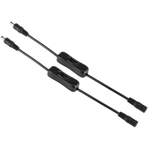 2-Pack Male to Female Inline DC Power Extension Cable with On Off Switch, 5.5x2.1mm Barrel for Led Strip Light CCTV Camera
