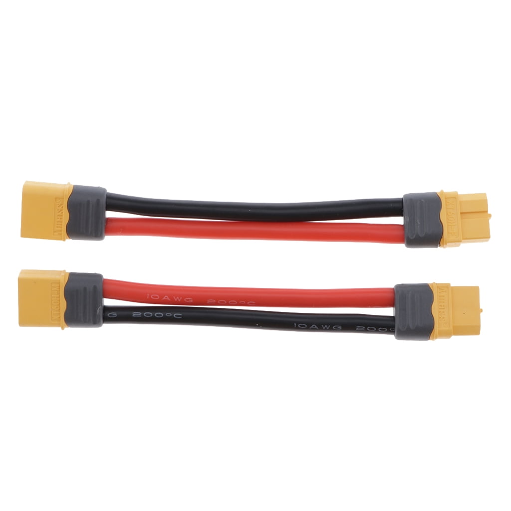 2 Pack Male to Female XT60 Plug Connector Adapter Flexible 10AWG Silic Wires Spare Parts for RC