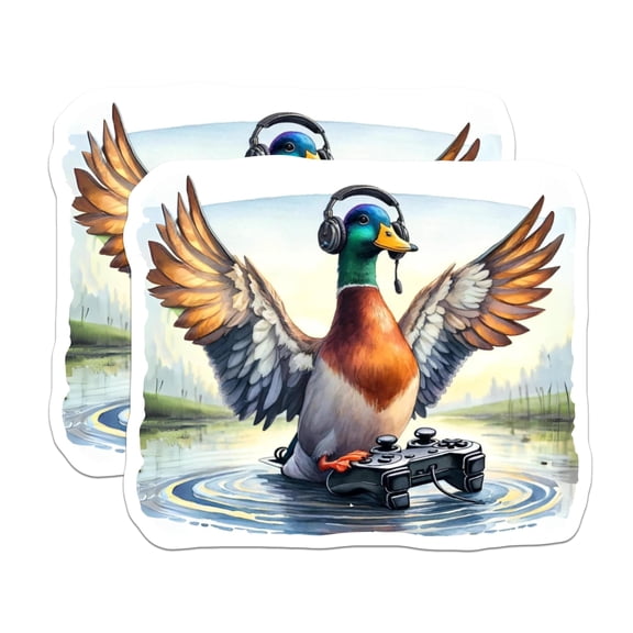 (2 Pack) Mallard Duck Gamer Magnets - Funny Gaming Animal Decor - Unique Bird Headphone Controller Accessory - 5 Inches On Longest Side - Thick Durable Magnet - Made in USA - MAG20376