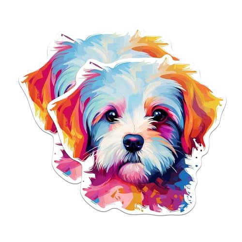 (2 Pack) Maltese Dog Breed Stickers - 5 Inches On Longest Side - Choose from Over 100 Dog Breeds - for Cars, Trucks, Skateboards, Laptops - Made in USA - BMCS1898