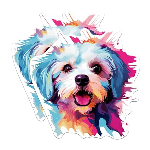 (2 Pack) Maltese Dog Breed Stickers - 5 Inches On Longest Side - Choose from Over 100 Dog Breeds - for Cars, Trucks, Skateboards, Laptops - Made in USA - BMCS1899