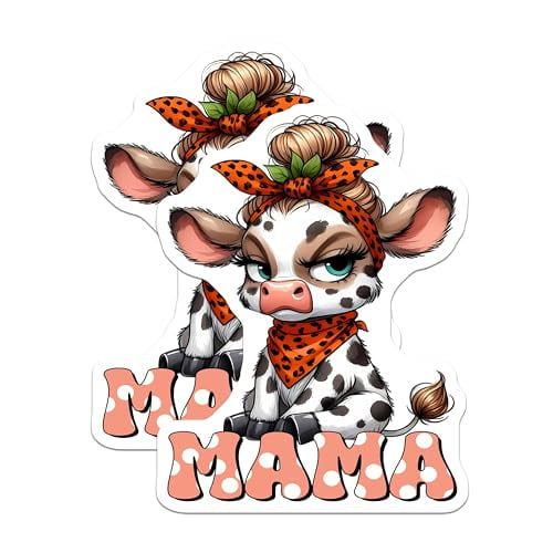 (2 Pack) Mama Cow Magnets - Cute Cow D????cor - Animal Lover Gifts - Fridge Magnets for Cow Enthusiasts - 5" On Longest Side - for Cars, Fridges, Toolboxes - Made in USA - MAG3788