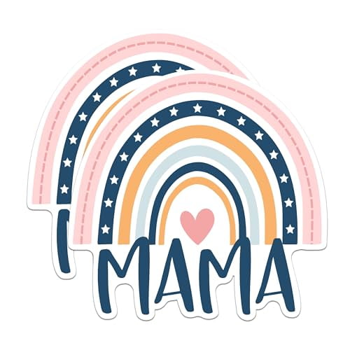 (2 Pack) Mama Rainbow Heart Magnets - Cute Rainbow Magnets - Heart Mama Magnets- 5" On Longest Side - for Fridges, Toolboxes, Cars - Made in USA - MAG2567