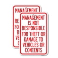 thumbnail image 1 of (2 Pack) Management Is Not Responsible for Theft or Damage to Vehicles or Contents | 12" X 18" Heavy-Gauge Aluminum Sign | Rust Free Aluminum, Weather Resistant, Waterproof, Fade, 1 of 4