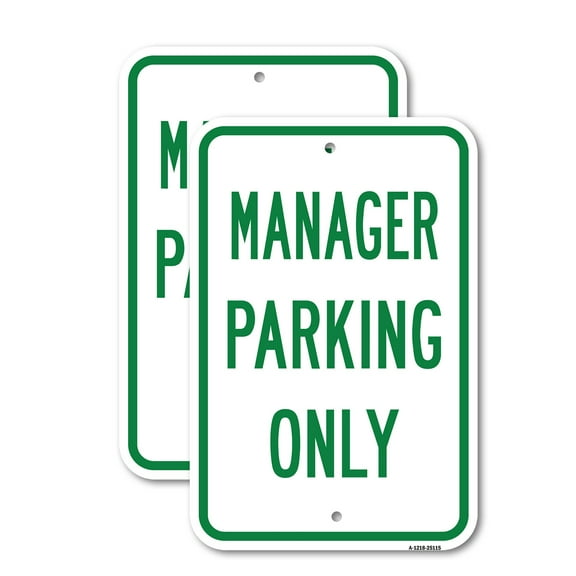 (2 Pack) Manager Parking Only | 18" X 24" Heavy-Gauge Aluminum Sign | Rust Free Aluminum, Weather Resistant, Waterproof, Fade Resistant, 2 Pre-drilled Holes