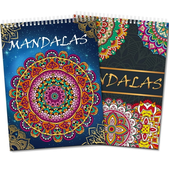 2 Pack Mandalas Relaxing Coloring Books for Adult, 80 Original Mandala Patterns and Designs, Adult Coloring Book Spiral Bound, Gift for Women to Relax, Anxiety and Depression