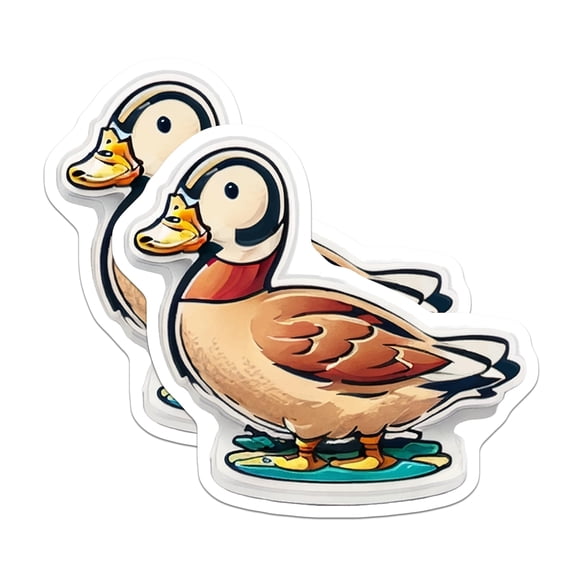 (2 Pack) Mandarin Duck Stickers - Adorable Waterfowl Decal - Colorful Bird Art - 5" On Longest Side - Sticks to Smooth Flat Surfaces - Made in USA - BMCS20986