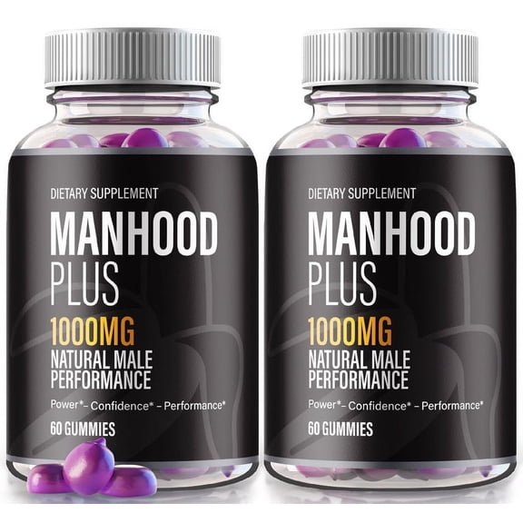 (2 Pack) Manhood Plus Gummies, Gummy for Support, All Natural Supplement, Maximum Strength Formula Vitamin Pills for Energy, Manhood Plus Reviews (120 Gummies)