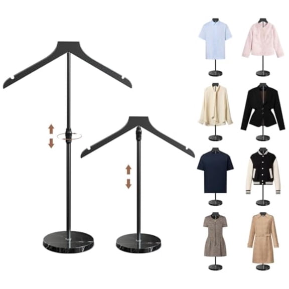 2 Pack Mannequin Torso with Marble Base 18-34 Inch Adjustable Shirt Display Stand for Vendors Shop More Stable High-end Dress Form Clothes Garment Rack Jacket Coat Hanger Stand Black