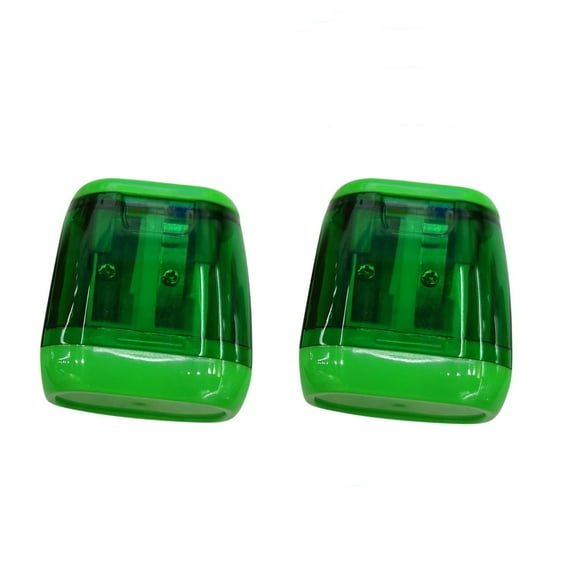 2-Pack Manual Plastic Pencil Sharpeners with Cover, Double Hole Oval Design for Office and Home Use