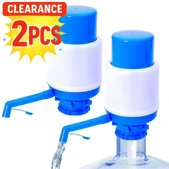 2 Pack Manual Water Pump Dispenser for 5/6 Gallon Jugs - Portable Hand Press Water Bottle Pump with Secure Fit, Ideal for Camping, RV, Emergency & Outdoor Use