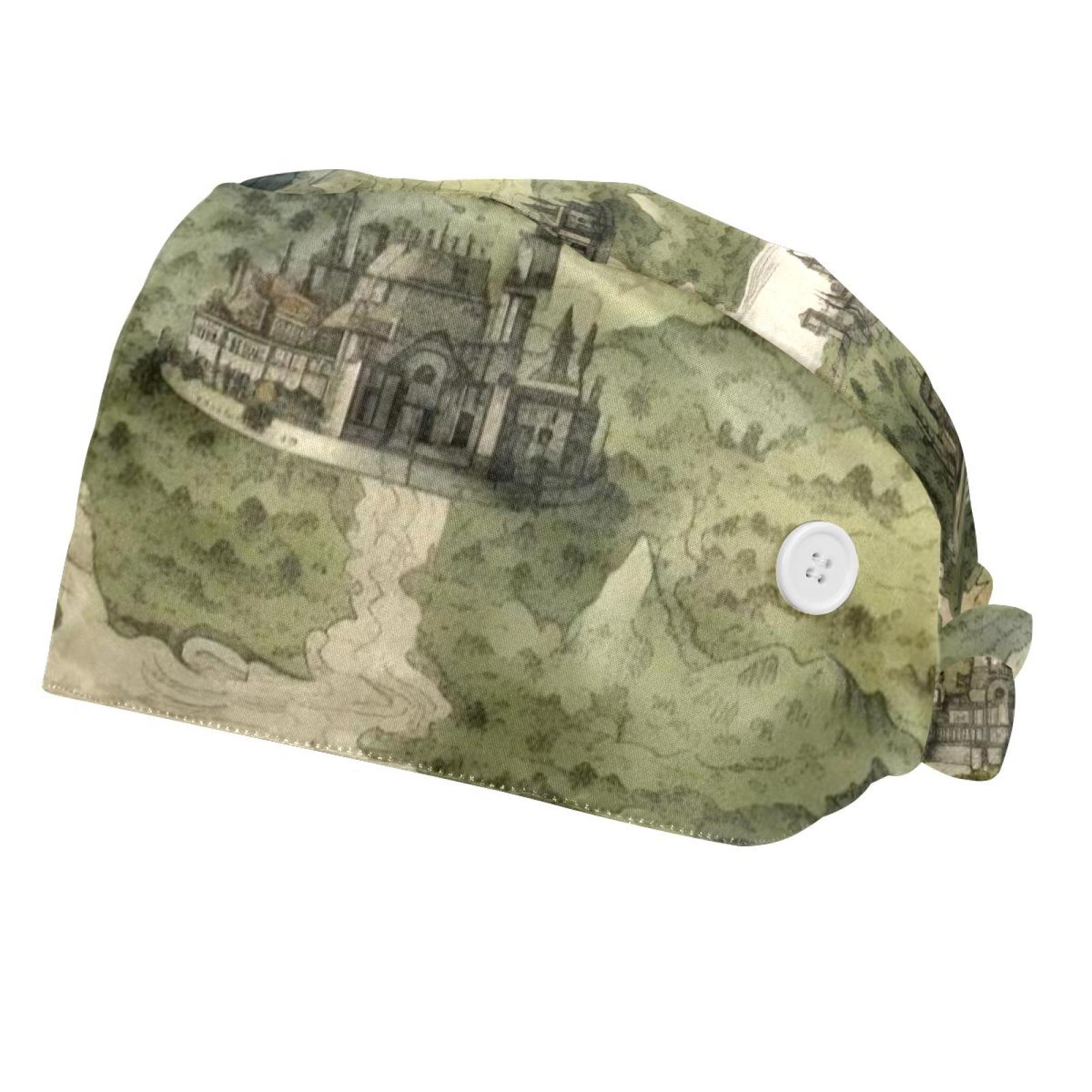 Packaging Map Cap 2 Pack Map Block Adjustable Bouffant Caps Hats Working Cap for Men ...